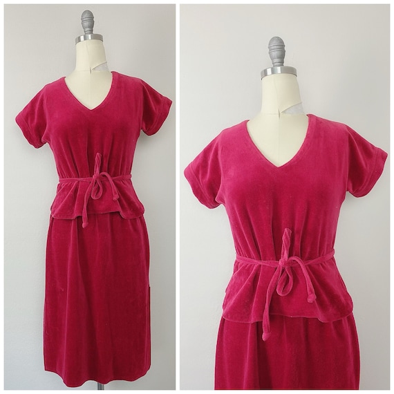 1970s Vintage Patty O'Neill Maroon Terry Cloth Set