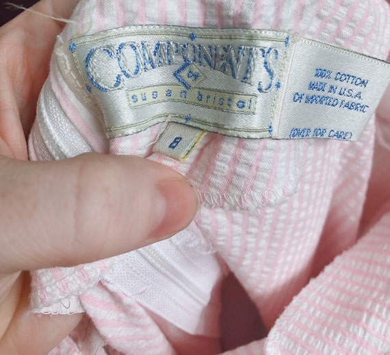 1980s Vintage Cotton Pink and White Striped Nauti… - image 7