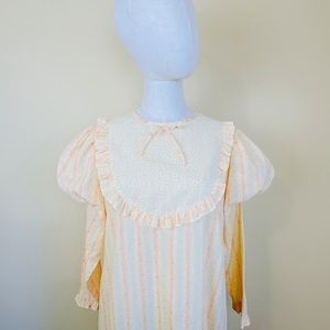 1970s Vintage Cotton Yellow Floral Ruffled Maxi Dress / 70s Mutton ...