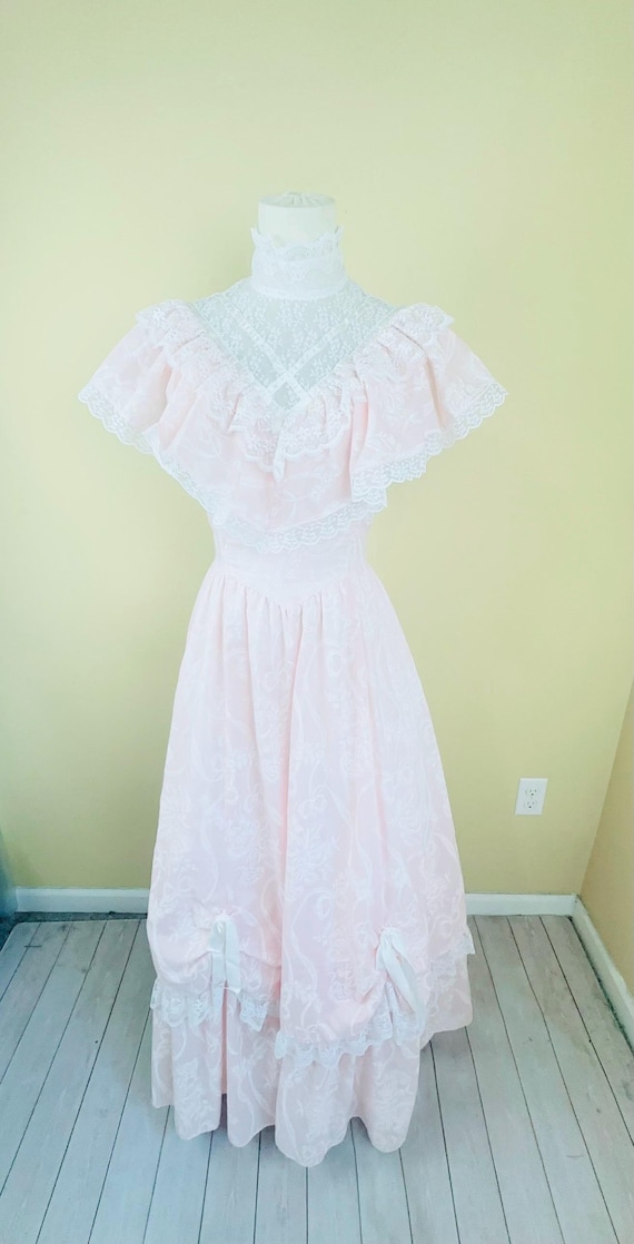 1980s Gunne Sax Jessica Mcclintock Vintage Victorian Style Pink