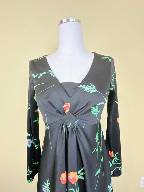 1970s Vintage Homemade Poppy Print Dress / 70s Or… - image 6