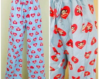 Y2K NOS Paul Frank Pajama Pants  / Vintage Drawstring Cotton Heart Julius Pajamas / Size Large