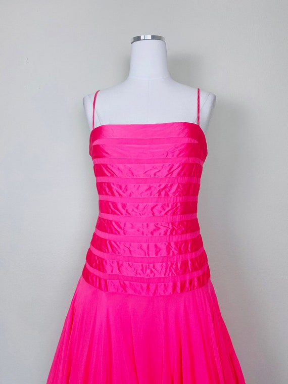 Y2K Vintage BCBG Pink Silk Striped Party Dress / … - image 3