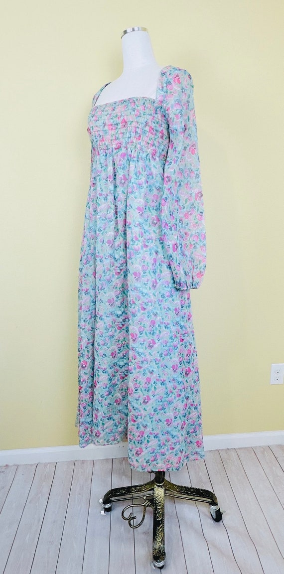 1970s Vintage Phase II Pansy Print Maxi Dress / 7… - image 3