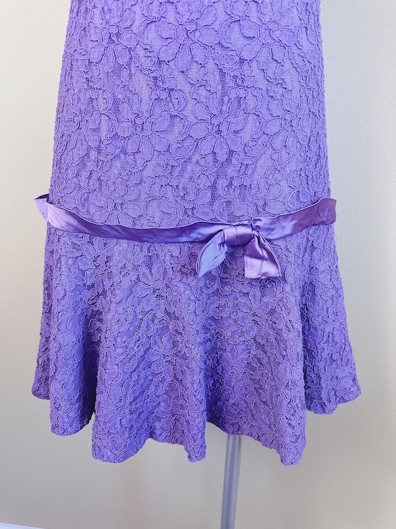 1960s Vintage Purple Lace Drop Waist Dress / 60s … - image 7