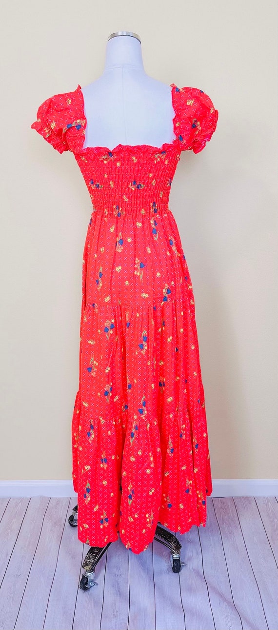 1970s Vintage Red Tulip Maxi Dress / 70s / Sevent… - image 2