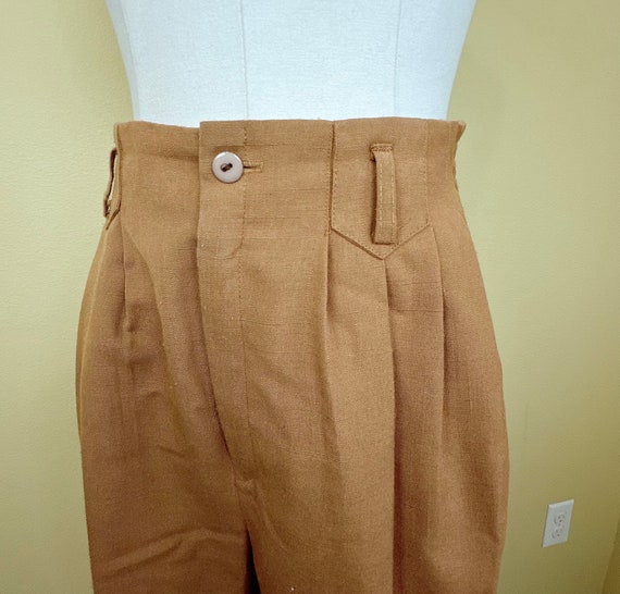 1980s Casablanca Brown Rayon Trousers / 80s High … - image 6