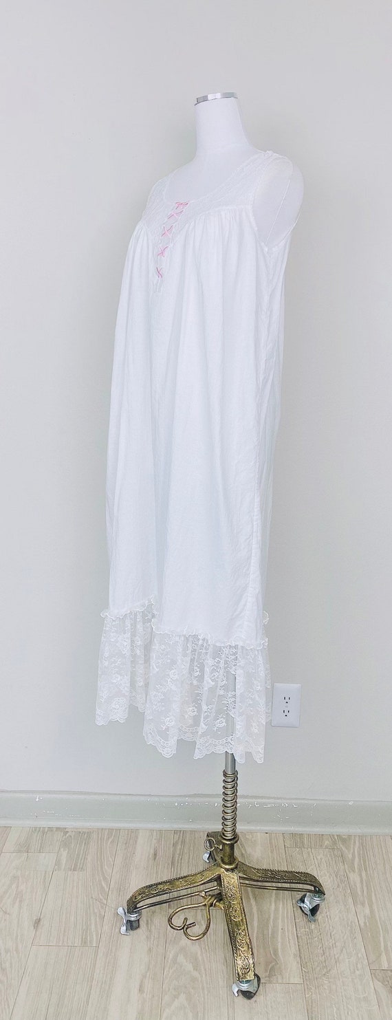1980s Vintage Hanky Panky White Cotton Lace Hem S… - image 4