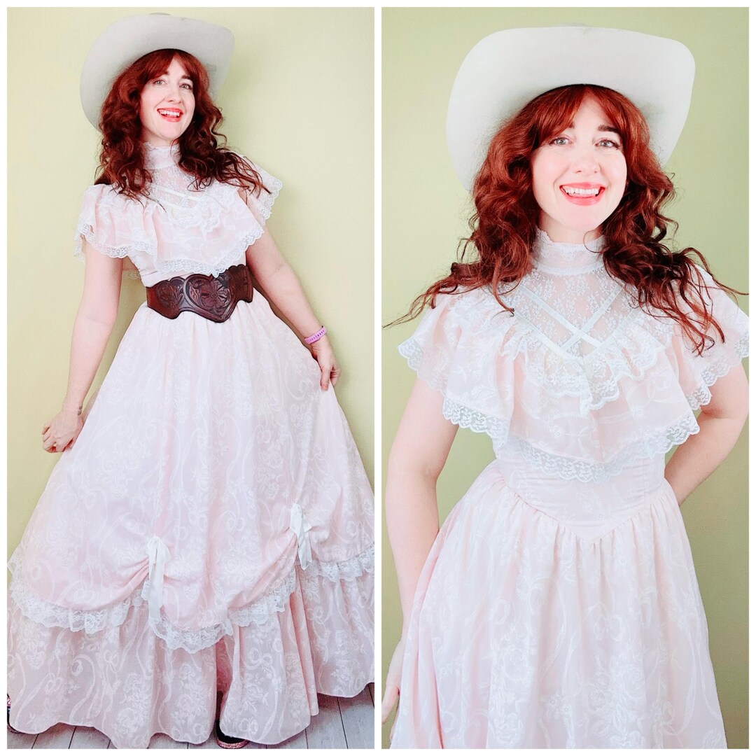 1980s Gunne Sax Jessica Mcclintock Vintage Victorian Style Pink