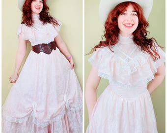 1980s Gunne Sax Jessica Mcclintock Vintage Victorian Style Pink
