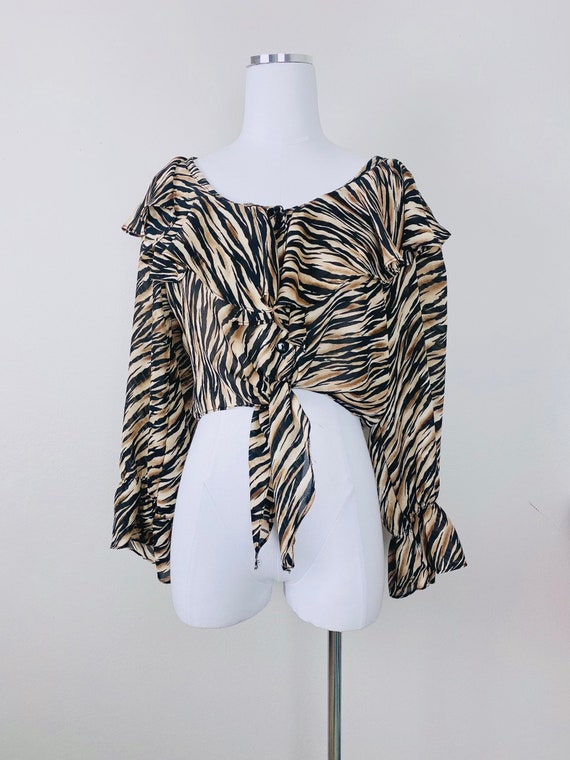 1990s Vintage Tiger Stripe Y2K Crop Top /  Animal… - image 3