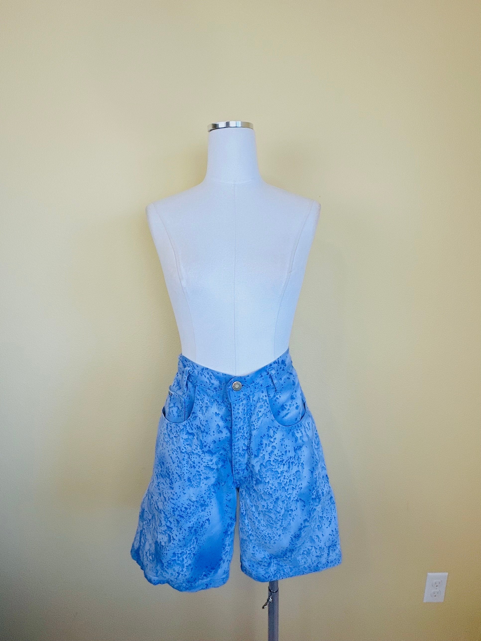 90s Vintage Acid Wash Denim Shorts: High Waisted Mom Jeans (size