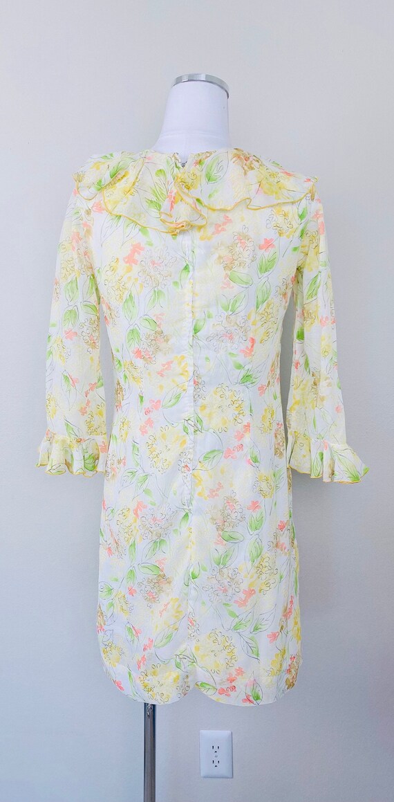 1960s Vintage Bunny's Casuals Yellow Floral Shift… - image 4