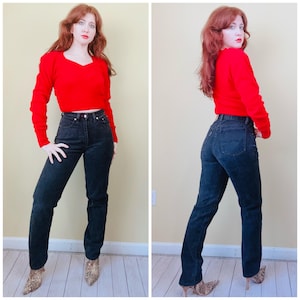Vaqueros negros vintage Claudio Agnelli de los años 90 / Pantalones ajustados de cintura alta de los años 90 / Talla pequeña