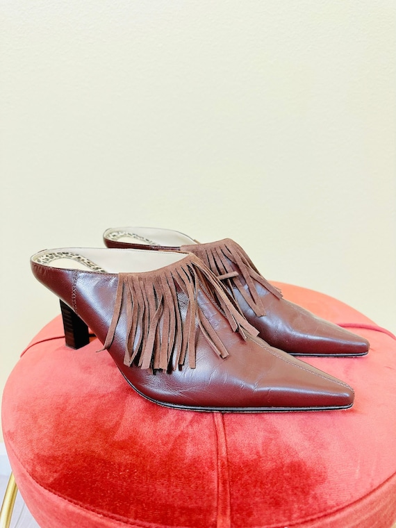 Y2K Bisou Bisou Brown Leather Mules / Vintage West