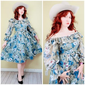 Puff Sleeve Blue Dress - Etsy