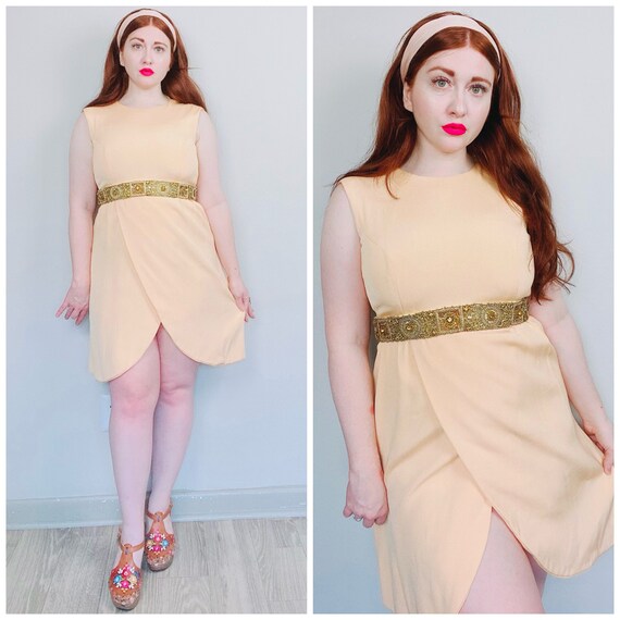Peach beaded dress sale