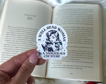 A Well Read Woman is a Dangerous Creature Shimmer Waterproof Sticker for Kindle/Water Bottle/Laptop