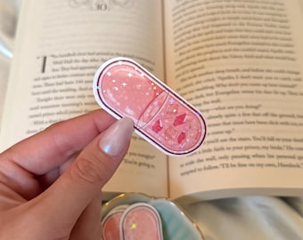 Bücher Antidepressant schimmernder wasserdichter Aufkleber für Kindle/Wasserflasche/Laptop | Bücherwurm Booktok