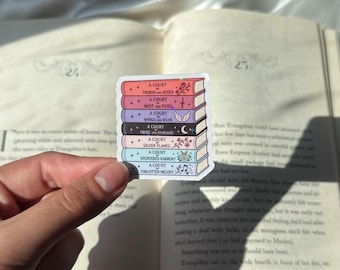 New ACOTAR Book Stack Shimmer Waterproof Sticker | Booktok Bookish Maasverse