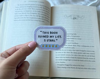 This Book Ruined My Life Five Stars Waterproof Shimmer Sticker for Kindle/Laptop/Water Bottle | Bookish Booktok