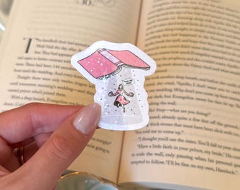 Book Spaceship “Take me Away” Shimmer Waterproof Sticker for Kindle/Water Bottle/Laptop |  Booktok Bookish