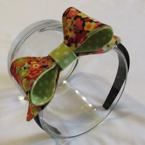 Bella Headband -cute Flowers & Polka Dots, Handcrafted, Bow  display picture 3