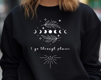 Bluza z Fazami Księżyca – Bluza Boho Astrology, Mistyczna Energia Kosmiczna, Przechodzę Przez Fazy, Wyjątkowy Prezent Duchowy
