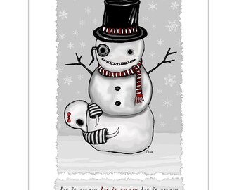 Ennui - Let it Snow - GingerDead Goth Greeting Cards - Gothic Christmas - Blank 5 Pack with envelopes