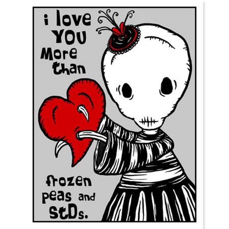 Ennui Love You More GingerDead Goth / Alt Greeting Card w/ Envelope Valentine / Anti-Valentine / Love image 1