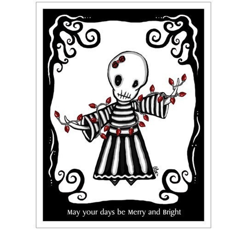 Ennui Merry and Bright GingerDead Goth Holiday Christmas Greeting Card w/envelope image 1