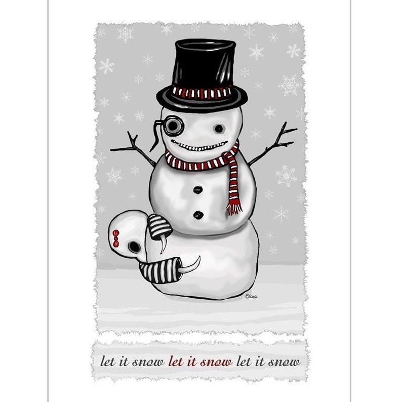 Ennui Let it Snow Card w/ envelope GingerDead Goth Greeting Cards Gothic Christmas image 1