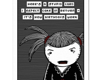 Vendetta - Birthday Haiku - GingerDead Goth / Alternative Greeting Card w/ Envelope