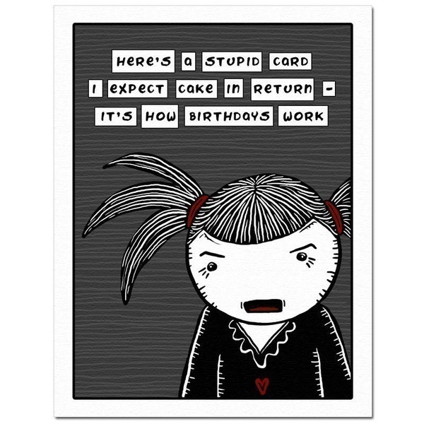 Vendetta - Birthday Haiku - GingerDead Goth / Alternative Greeting Card w/ Envelope