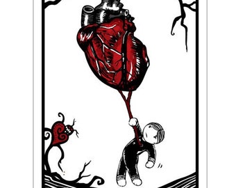 Heart Strings - GingerDead Goth Greeting Cards - 5 Pack - Blank w/  Envelopes - Love Anti-Love Valentines Anti-Valentines Day