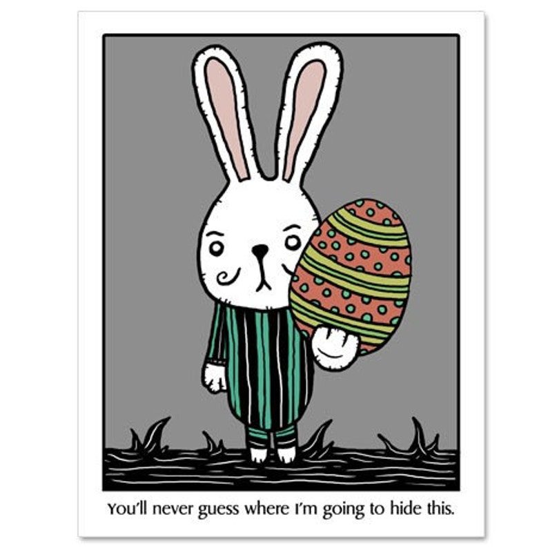 Funny Easter Egg / Easter Bunny Humor GingerDead Goth / Alt Greeting Single Card w/ Envelope image 1