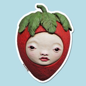Strawberry Friend Sticker Art by Calan Ree image 1
