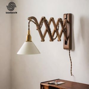 Extendable Scandinavian Wall Lamp,Wood wall lamp,pleated upper lampshade,Danish designed beech wood accordion wall lamp with a new,wall lamp