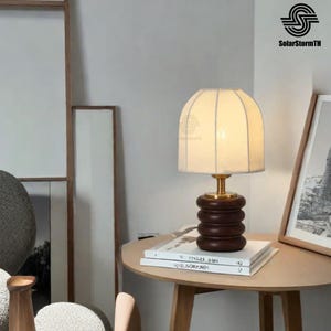 Wooden Pillar Pleated Table Lamp,Table Lamp DISTORTION,Wood Table Lamp,Bedside Lamp,Wooden Lamp,Wood Base Lamp,Decorative Lamp,Wood Lamp
