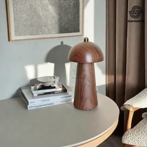 Wooden Lamp,Wood Base Lamp,Decorative Lamp,Wood Table Lamp,Bedside Lamp,Wood Lamp,Wood Lampshade,Walnut,Wooden Pillar Pleated Table Lamp