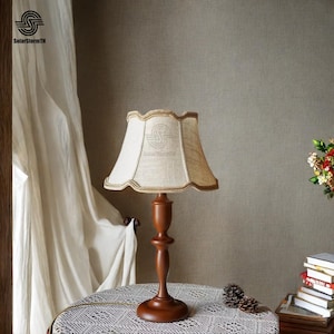 Bedroom Living Room Kitchen,Nightstand Lights,Wood Table Lamp Fabric,Pleated Shade 110-240V,Retro Rustic Cozy Decorative Japandi,Home Decor