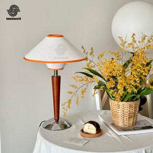 Nightstand Lights,Wood Table Lamp Fabric,Pleated Shade 110-240V,Bedroom Living Room Kitchen,Retro Rustic Cozy Decorative Japandi,table lamp