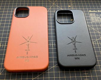Personalisierte Airbus Hubschrauber Leder Handyhülle