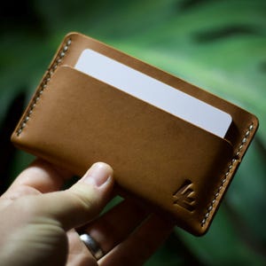 Horizontal Card Holder, Full Grain Leather, Handmade Wallet, Vegetable Tan Leather Wallet, Mens Wallet, Minimalist Wallet
