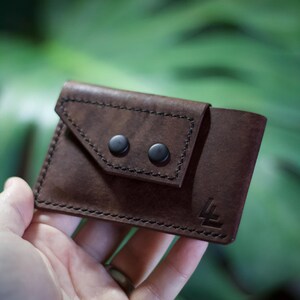 Double Snap Card Holder, Minimalist Wallet, Full Grain Leather Wallet, Vegetable Tanned Leather Wallet, Mens Wallet, Handmade Wallet
