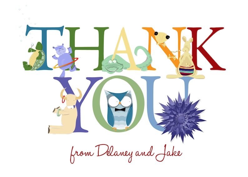Kids Thank You Cards Personalized Thank You Notes Custom Etsy