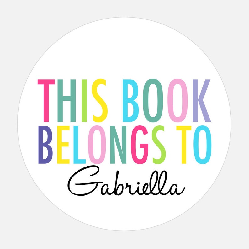 This book belongs to, Book Plate Stickers, Personalized stickers, Baby shower gift, Rainbow stickers, gift tags, this book belongs to image 1