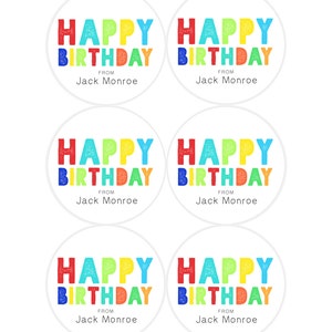 Personalized Happy Birthday stickers, Happy Birthday Gift Stickers, Rainbow stickers, gift tags, colorful, girl, boy image 4