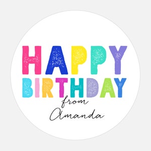 Happy Birthday Gift Stickers, Personalized Happy Birthday stickers, Rainbow stickers, gift tags, colorful, girl, boy image 3