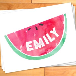 Watermelon, Girls Notecards, Watercolor Notes, Kids Thank you Cards, Custom Childrens Thank You Notes, Personalized Notecards image 1